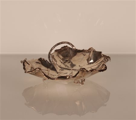 Foglia di vite contenitore in argento 800/000   