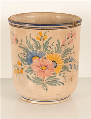 Grande biscottiera con fioraccio di Castelli. Manifattura di Castelli, inizi XX secolo   