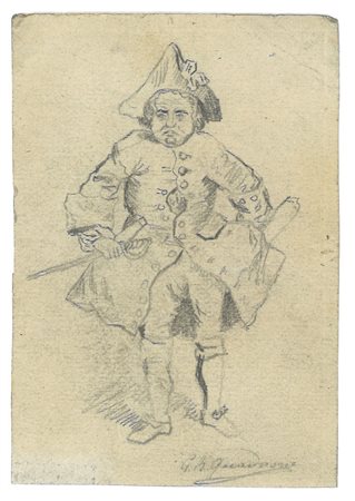 Gentiluomo con spada sguainata e tricorno   Giovanni Battista  Quadrone