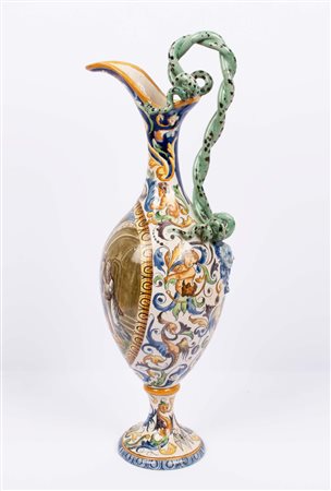 Grande anfora in maiolica.  Manifattura Napoli Gaetano Battaglia, XIX secolo   