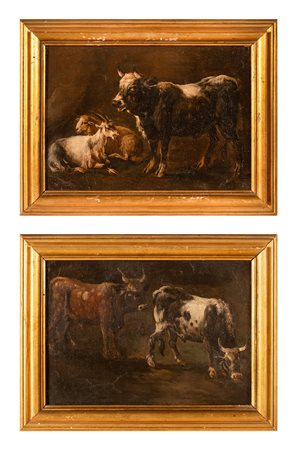 Armenti nella stalla   Francesco Londonio (attribuito a)