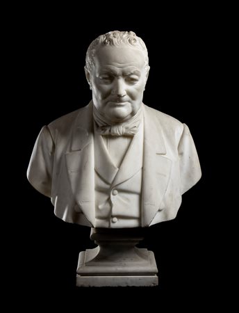 Busto virile in marmo bianco   Ercole Villa