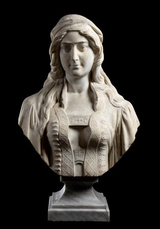 Busto muliebre in marmo bianco   Ercole Villa (attribuito a)