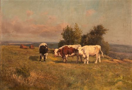 Mucche che pascolano   Giuseppe Palizzi (firma_di)