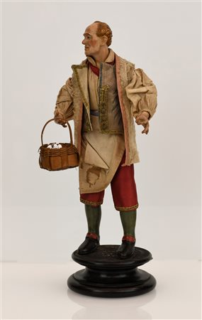 Pastore napoletano da presepe. Manifattura napoletana della fine del XVIII secolo.    