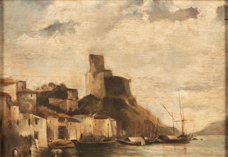 Veduta marina con scogliera   Pittore dell'Italia meridionale della seconda metà del XIX secolo
