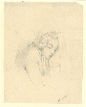 Mano sul capo di una giovane fanciulla   Domenico Induno