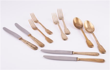 Servizio di posate in argento 800/000 Vermeille   