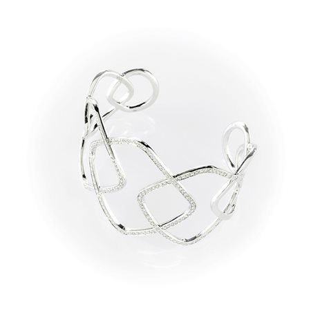 Bracciale Gismondi rigido in oro bianco e diamanti bianchi   