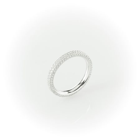 Veretta girodito pavè  in oro bianco con diamanti bianchi taglio brillante   