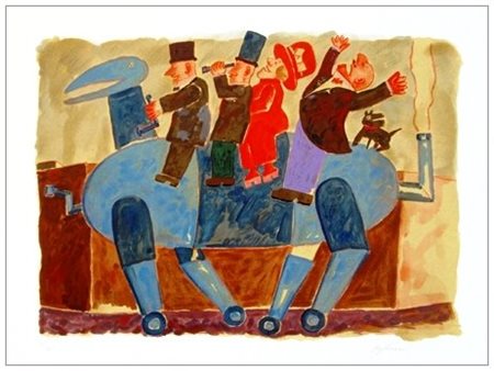 FRANZ BORGHESE Roma 1941 - Roma 2005 Senza titolo Litografia a colori...