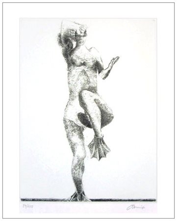 ENNIO CALABRIA Tripoli (Libia) 1937 Ragazza con le pinne Acquaforte...