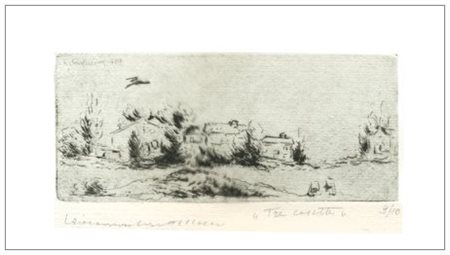 LEONARDO CASTELLANI Faenza 1896 - Urbino 1984 Tre casette Puntasecca es.9/10....