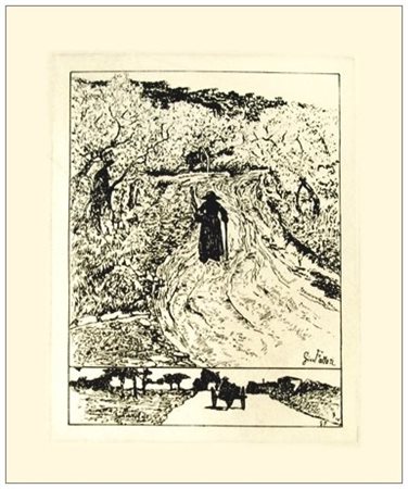 GIOVANNI FATTORI Livorno 1825 - Firenze 1908 Ritorno a casa Acquaforte su...