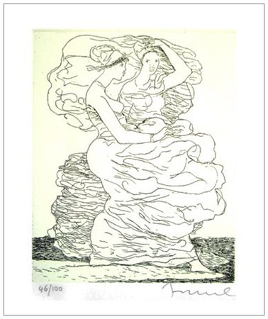 SALVATORE FIUME Cosimo 1915 - Canzo 1997 Donne somale 1977 Acquaforte...