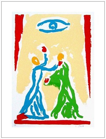 VIRGILIO GUIDI Roma 1891 - Venezia 1984 Senza titolo Litografia a colori es....