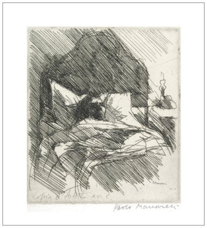 PAOLO MANARESI Bologna 1908 - Bologna 1991 Senza titolo Acquaforte es. Copia...