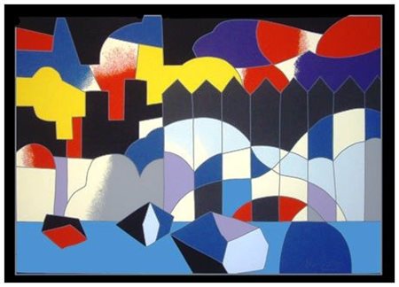 UGO NESPOLO Mosso Santa Maria 1941 Senza titolo (Paesaggio) Serigrafia a...