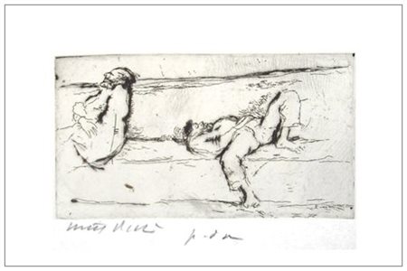 WALTER PIACESI Ascoli Piceno 1929 Senza titolo Puntasecca es.p.d.a. Firma in...