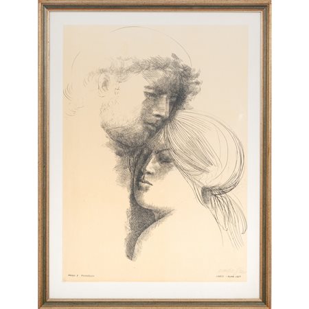 EMILIO GRECO, Paola e Francesca, Litografia
