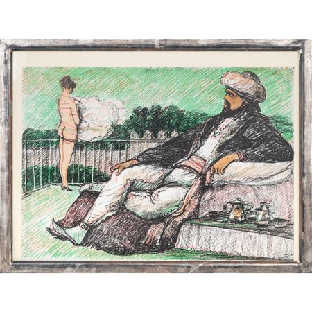 SALVATORE FIUME, Il Turco D'Italia, Litografia a colori