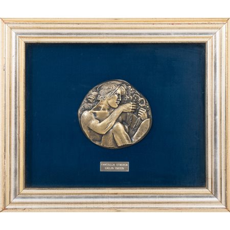 EMILIO GRECO, Fanciulla Etrusca, Bassorilievo in bronzo