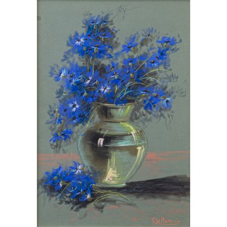 RAFFAELE DE MARINIS, Vaso con fiori, Pastello su carta