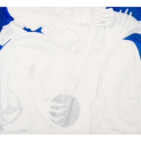 NINO PEDONE, Figure con chitarra, Olio su tela