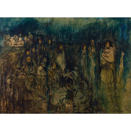 GIANNI ROLANDI, Il terremoto in Sicilia, Olio su tela