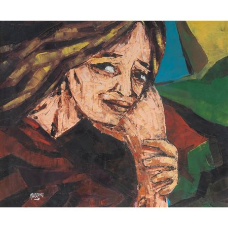 FRANCO MAZZONE, Volto femminile, Olio su tela