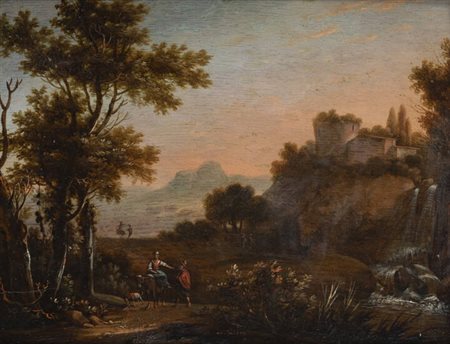 HOET GERARD<BR>Zaltbommel 1648-L'Aia 1733<BR>"Paesaggio con figure"