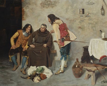 SEGONI ALCIDE<BR>Firenze 1847 - 1894<BR>"Frate in discussione con spadaccini"