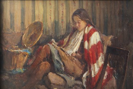 ALESSANDRO LUPO<BR>Torino 1876 - 1953<BR>"Ritratto di Valeria Lupo" 1915