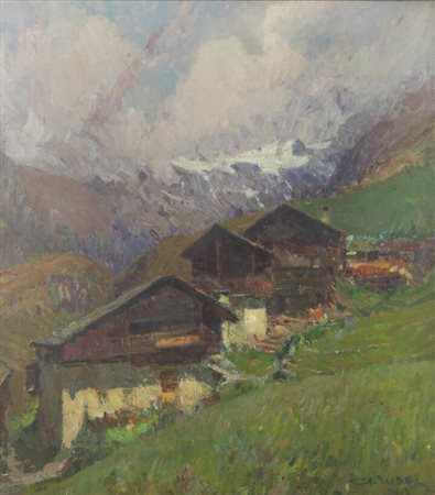 ALESSANDRO LUPO<BR>Torino 1876 - 1953<BR>"Baite in alta montagna"