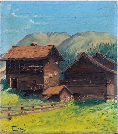 MARIO TOZZI<BR>Fossombrone (PS) 1895 - 1979 Saint-Jean-du-Gard (Francia)<BR>"Case di montagna" 1912