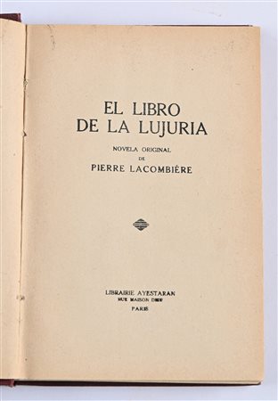 LACOMBIÉRE, PIERRE - EL LIBRO DE LA LUJURIA