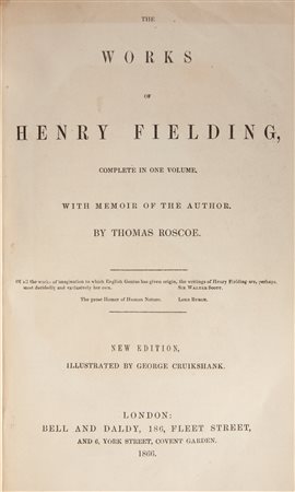 Henry Fielding - Works Complete in one volume With memoir of the autor by Thomas Roscoe New edition illustrated by George Cruikshank