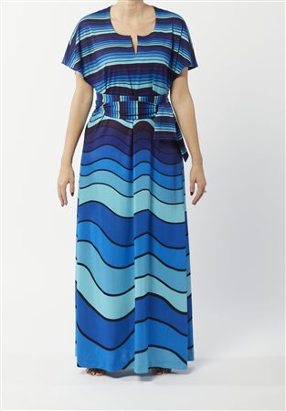 DI CAMERINO ROBERTA (1920 - 2010) - Abito azzurro a righe.