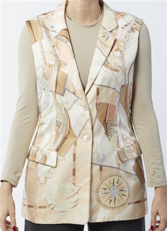 HERMES - Gilet stampato beige.