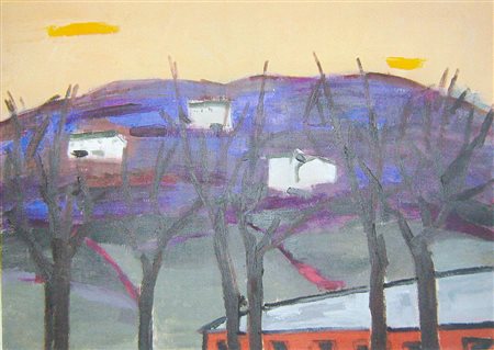 RENZO GRAZZINI Paesaggio Olio su tavola cm. 50x70 firmato Foto Galleria...