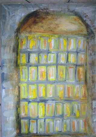 SILVIO LOFFREDO Battistero Olio su cartone cm. 70x50 firmato Autentica del...