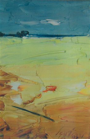 SERGIO SCATIZZI Spiaggia, 2006/2007 Olio su tavola cm. 30x20 firmato...