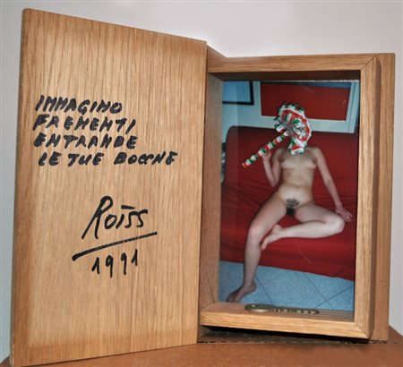 ENZO ROSSI-ROISS Immagino …, 1991 Patalibro in legno con reperti biografanti...