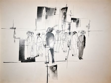 ALFREDO PIZZO GRECO Senza titolo, 1957 China e acquarello su cartone cm....