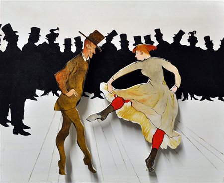 BOTTEGA RANFAGNI Omaggio a Toulouse Lautrec, 1995 Figure in legno sagomate...