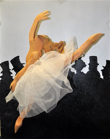 BOTTEGA RANFAGNI Omaggio a Degas, 1998 Figure in legno e velo applicate a...