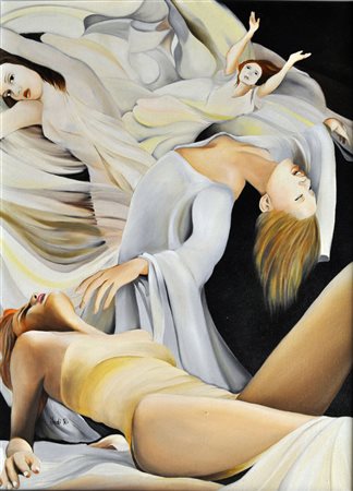 ROSALBA FEDI Sogno, 2002 Olio su cartone telato cm. 70x50 firmato e datato