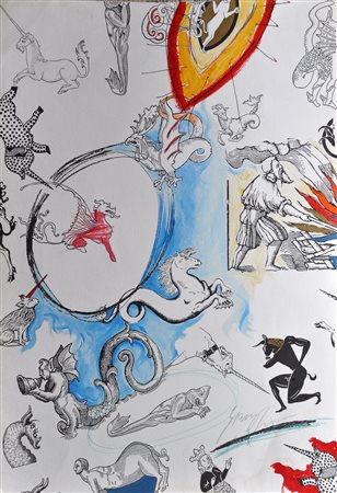 GIANNI DORIGO Senza titolo Tecnica mista su carta cm. 70x50 firmata Scorniciata