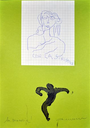 PAOLO DELLA BELLA La macchia Tecnica mista e collage su carta cm. 29,5x21...