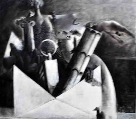 RINALDO BIGI Senza titolo, 1989 Tecnica mista su carta intelata cm. 147x169...